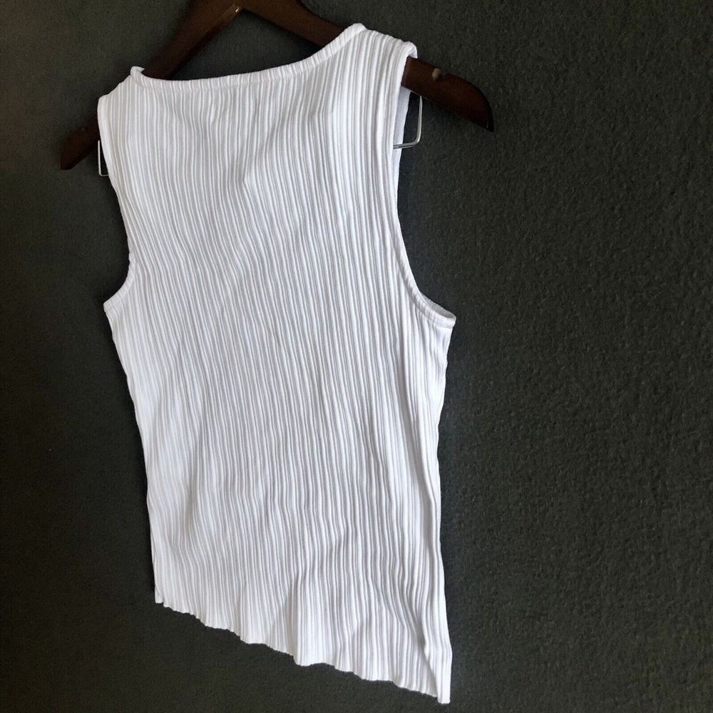 Madewell Tank Top Size XXS White Ribbed Cotton Blend Sleeveless Cropped Boatneck - Picture 16 of 16